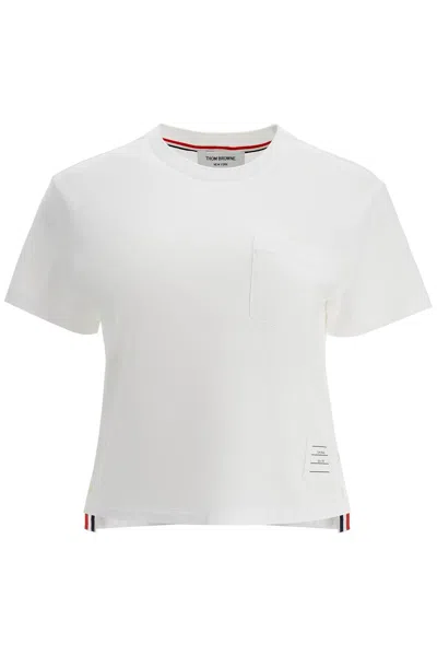 Thom Browne Boxy T-shirt With Pocket In Bianco