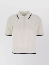 THOM BROWNE BOXY VISCOSE POLO SHIRT WITH GROSGRAIN PROFILES