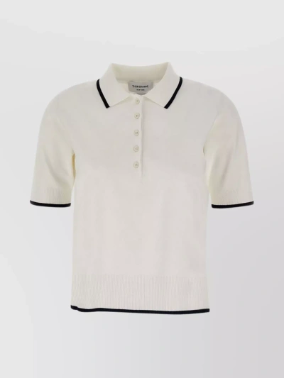 Thom Browne Boxy Fit Polo Shirt In White