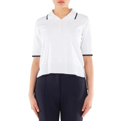 Thom Browne Boxy Viscose Tipping Polo Shirt In White