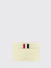 Thom Browne Hammered Calfskin Card Case In Neutral