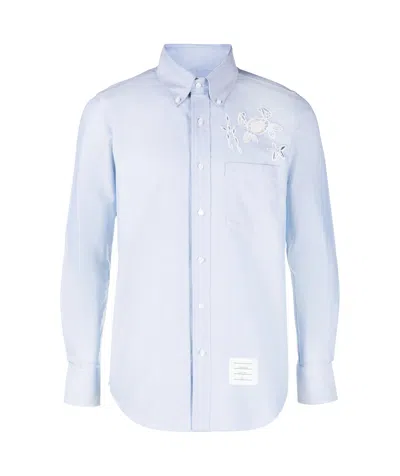 Thom Browne Broderie-appliqué Cotton Shirt In White