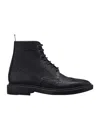 Thom Browne Brogue-detail Ankle Boots In Black