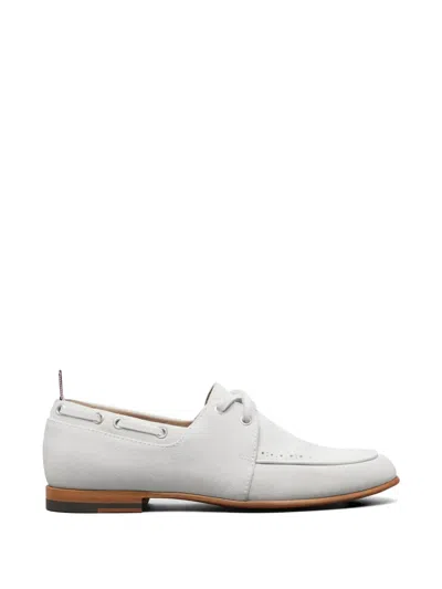 Thom Browne Brogue-detail Suede Loafers In White
