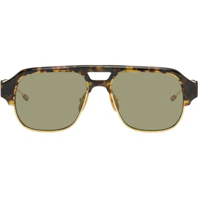 Thom Browne Brown Acetate & Titanium Aviator Pilot Sunglasses