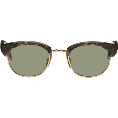 Thom Browne Brown Acetate & Titanium Oval Sunglasses In Green