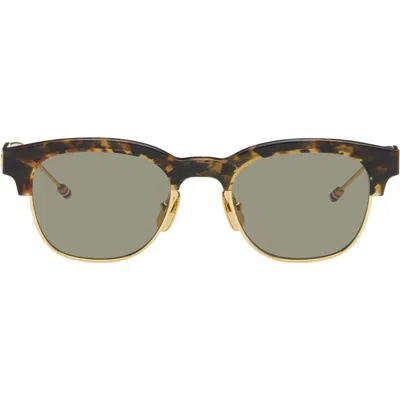 Thom Browne Brown Acetate & Titanium Oval Sunglasses In Orange
