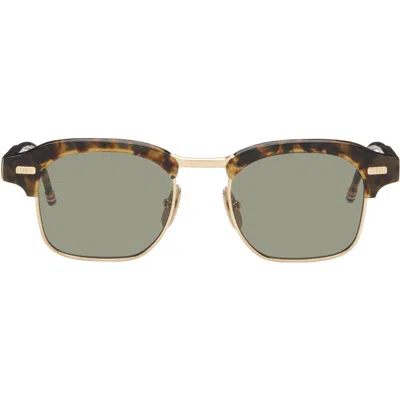 Thom Browne Brown Acetate & Titanium Square Sunglasses In Green