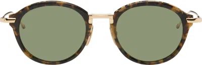 Thom Browne Brown & Gold Acetate & Titanium Round Sunglasses