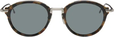 Thom Browne Brown & Silver Round Sunglasses In 205 Dark Brown