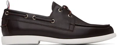 Thom Browne Brown Baby Calf Leather Boat Shoes In 210 Brown
