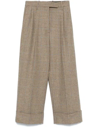 THOM BROWNE WOMEN BROWN HIGH WAIST PANT, 28 LUXURY PANTS FOR WOMEN DARVEYS