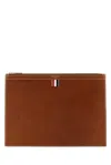 Thom Browne Brown Leather Document Case In Brown
