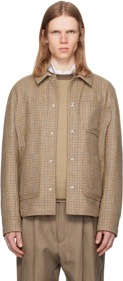 Thom Browne Houndstooth Wool Jacket In Brown