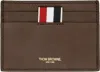 Thom Browne Compact Dark Brown Calfskin Credit Card Holder Men In 205 Dark Brown