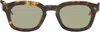Thom Browne Brown Tortoise Acetate Rectangular Sunglasses In 215 Med Brown