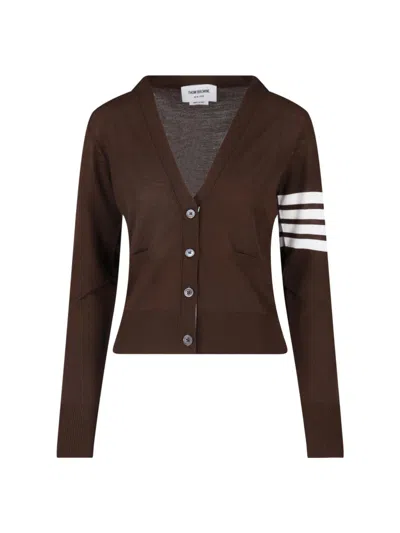 Thom Browne Brown Virgin Wool 4-bar Cardigan In Animal Print