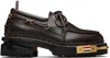 Thom Browne Brown Vitello Calf Hiking Leather Sole Boat Shoes In Burgundy