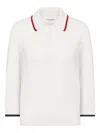 Thom Browne Intarsia Three-quarter Sleeve Polo In White