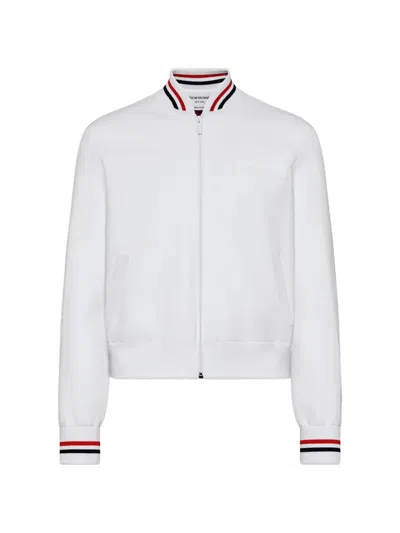 Thom Browne Browne 65 Intarsia-knit Bomber Jacket In White