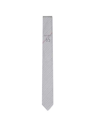 Thom Browne Browne 65 Jacquard Tie In Gray