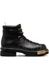 Thom Browne Buckle Calf Leather Boots In Multi