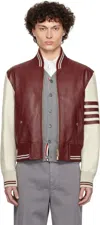 Thom Browne Striped Full-grain Leather Bomber Jacket