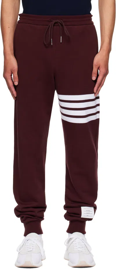 Thom Browne Burgundy Classic Loopback 4-bar Sweatpants