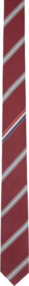 Thom Browne Diagonal Striped Silk Tie With Slim Width