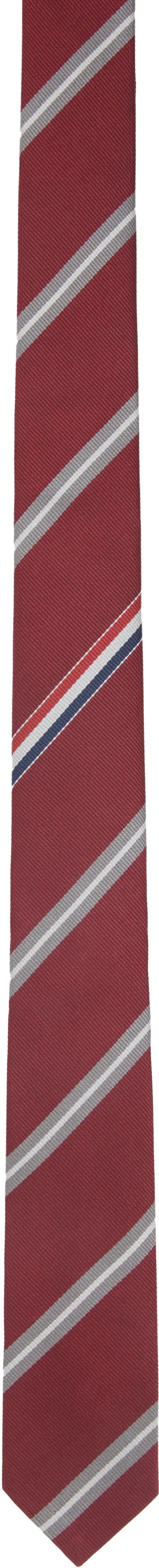 Thom Browne Burgundy Jacquard Classic Tie