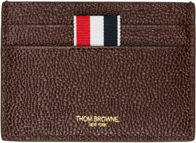Thom Browne Burgundy Lucido Leather Single Card Holder In Brown