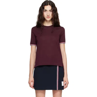 Thom Browne Burgundy Rib Cuff Rwb Tipping Wool Jersey T-shirt