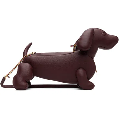 Thom Browne Burgundy Soft Pebble Grain Leather Mini Hector Bag