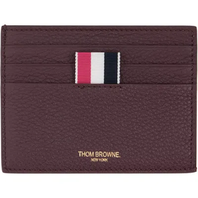 Thom Browne Burgundy Soft Pebble Grain Note Compartment Card Holder In Purple