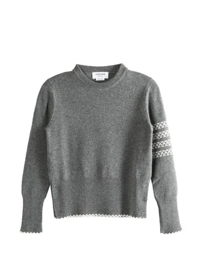 Thom Browne Button-detail Sweater In Gray