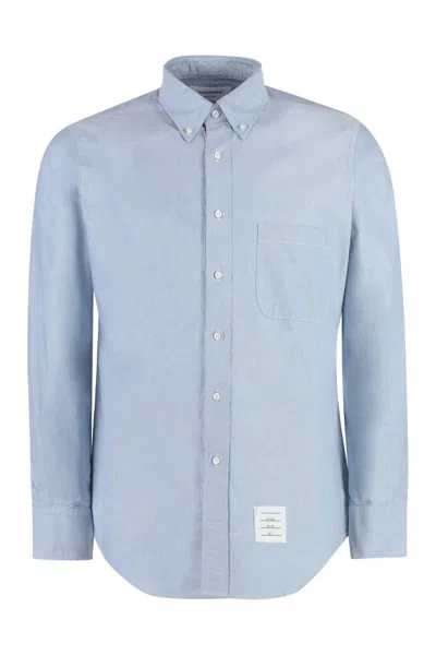 Thom Browne Button-down Collar Cotton Shirt In Blue