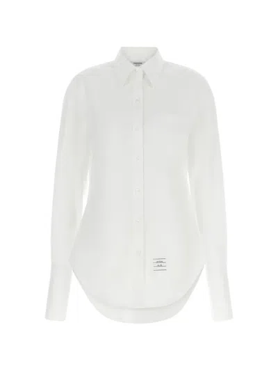 Thom Browne Button-down Cotton Shirt With Mother-of-pearl Closure In White