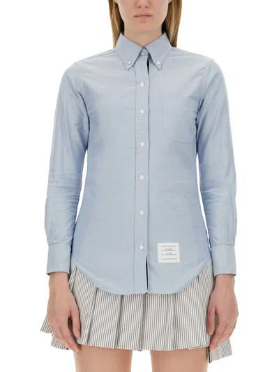 Thom Browne Button Down Shirt In Baby Blue