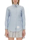 Thom Browne Button-up Shirt With Light Blue Tone And Classic Collar In Baby Blue