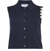 Thom Browne 4bar Buttondown Sleeveless Cropped In Black