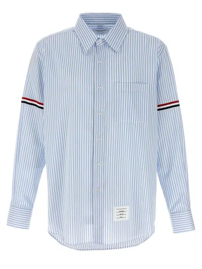 THOM BROWNE BUTTON-DOWN STRIPED OXFORD COTTON SHIRT