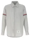 Thom Browne Grey Vertical-stripe Long-sleeve Shirt In White