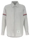 Thom Browne Button-down Striped Oxford Shirt In Gray