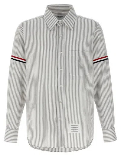 Thom Browne Button-down Striped Oxford Shirt In Gray