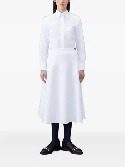 Thom Browne Button-fastening Midi Dress In White