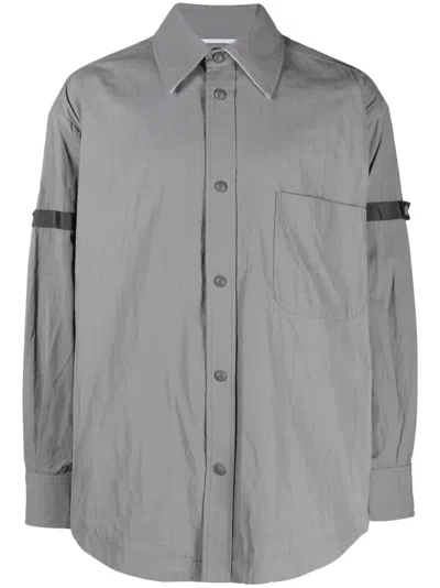 Thom Browne Button-fastening Long-sleeve Shirt In Grey