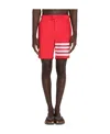 Thom Browne Button Front Board Short W/ Adjustable Elastic Back  4bar In Swim Tech In Red