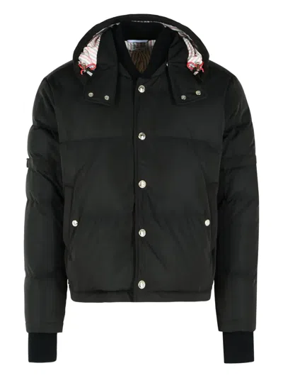 Thom Browne Hooded Quilted Down Jacket With Long Sleeves In Black