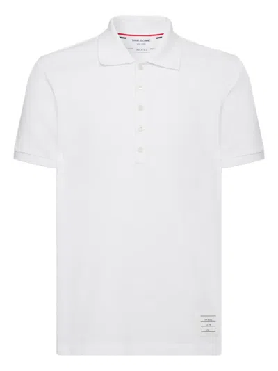 Thom Browne Button-placket Polo Shirt In White