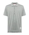 Thom Browne Tricolour-stripe Cotton Polo Shirt In Gray